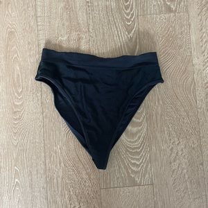 Frankies bikinis black ribbed high waisted Jenna bottom medium